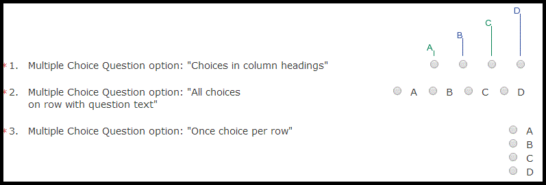 multiple choice options